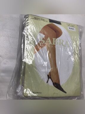 6 Pack Sabra Pantyhose Womens Queen Size Black Reinforced Panty Toe 1X-2X New